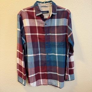Tommy Bahama Men's Red Plaid Flannel Long Sleeve Button-Up Shirt Small